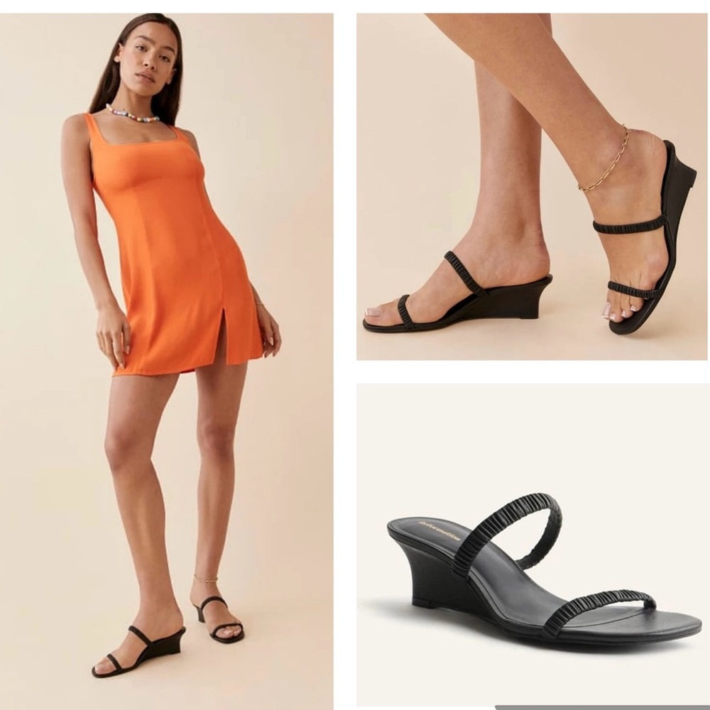 Reformation Amaya ruched wedge black